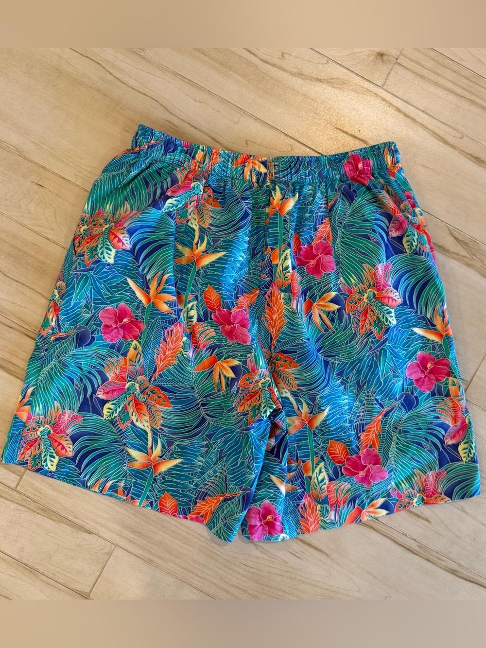 Vintage 90s Tropical Print High Waist Shorts 7" Inseam Linda Tilson XL